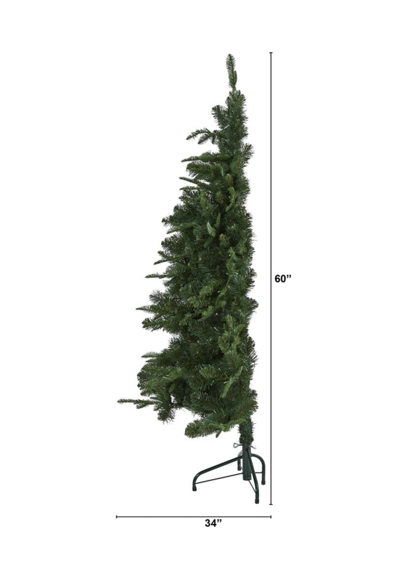 5 Foot Grand Teton Spruce Flat Back Artificial Christmas Tree with 120 Clear LED Lights and 514 Bendable Branches