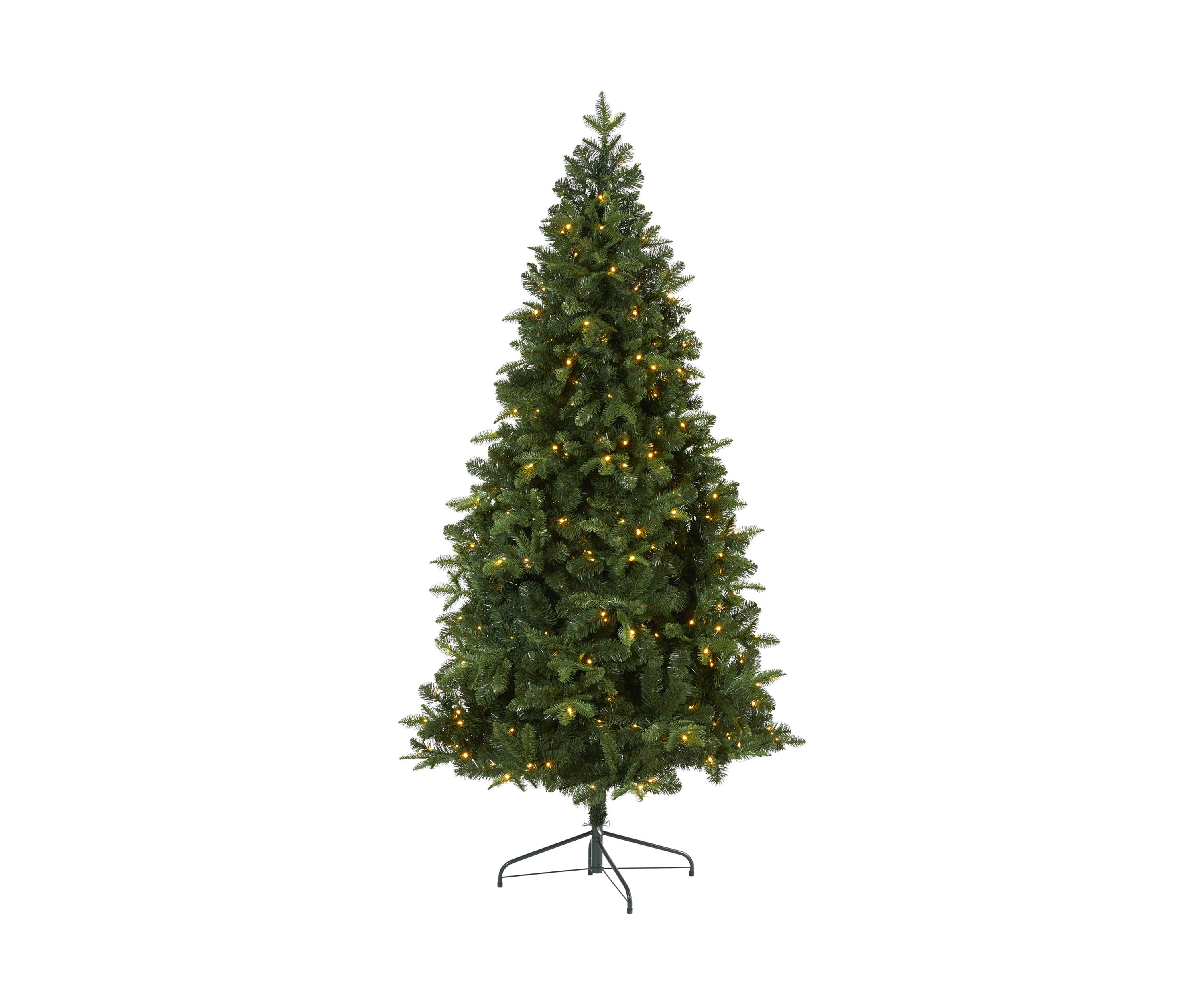 7 Foot Grand Teton Spruce Flat Back Artificial Christmas Tree with 220 Clear LED Lights and 953 Bendable Branches