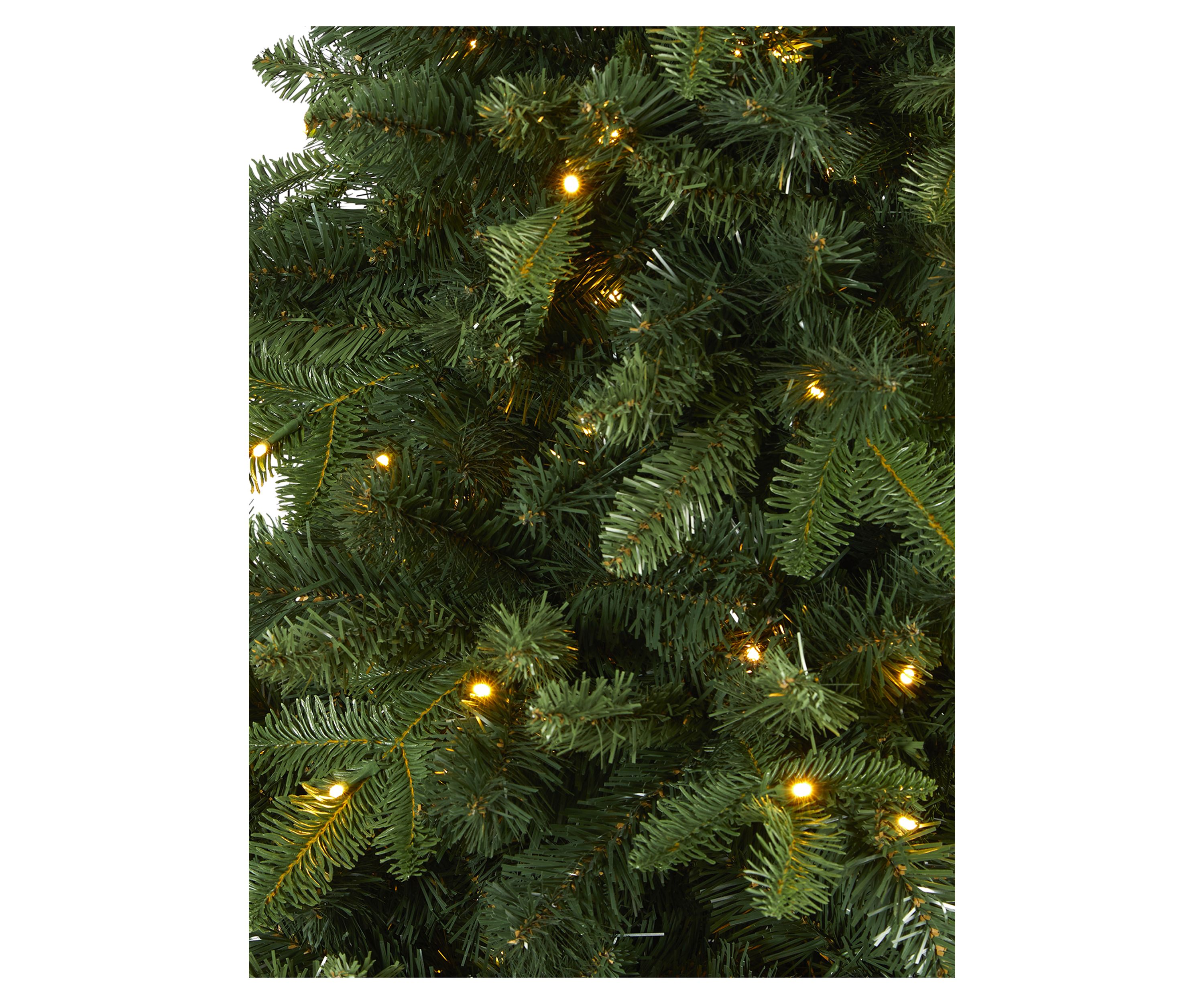 7 Foot Grand Teton Spruce Flat Back Artificial Christmas Tree with 220 Clear LED Lights and 953 Bendable Branches