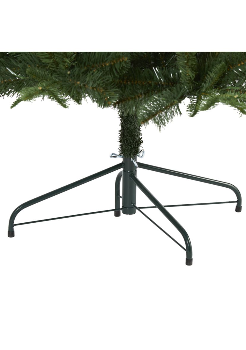 7 Foot Grand Teton Spruce Flat Back Artificial Christmas Tree with 220 Clear LED Lights and 953 Bendable Branches