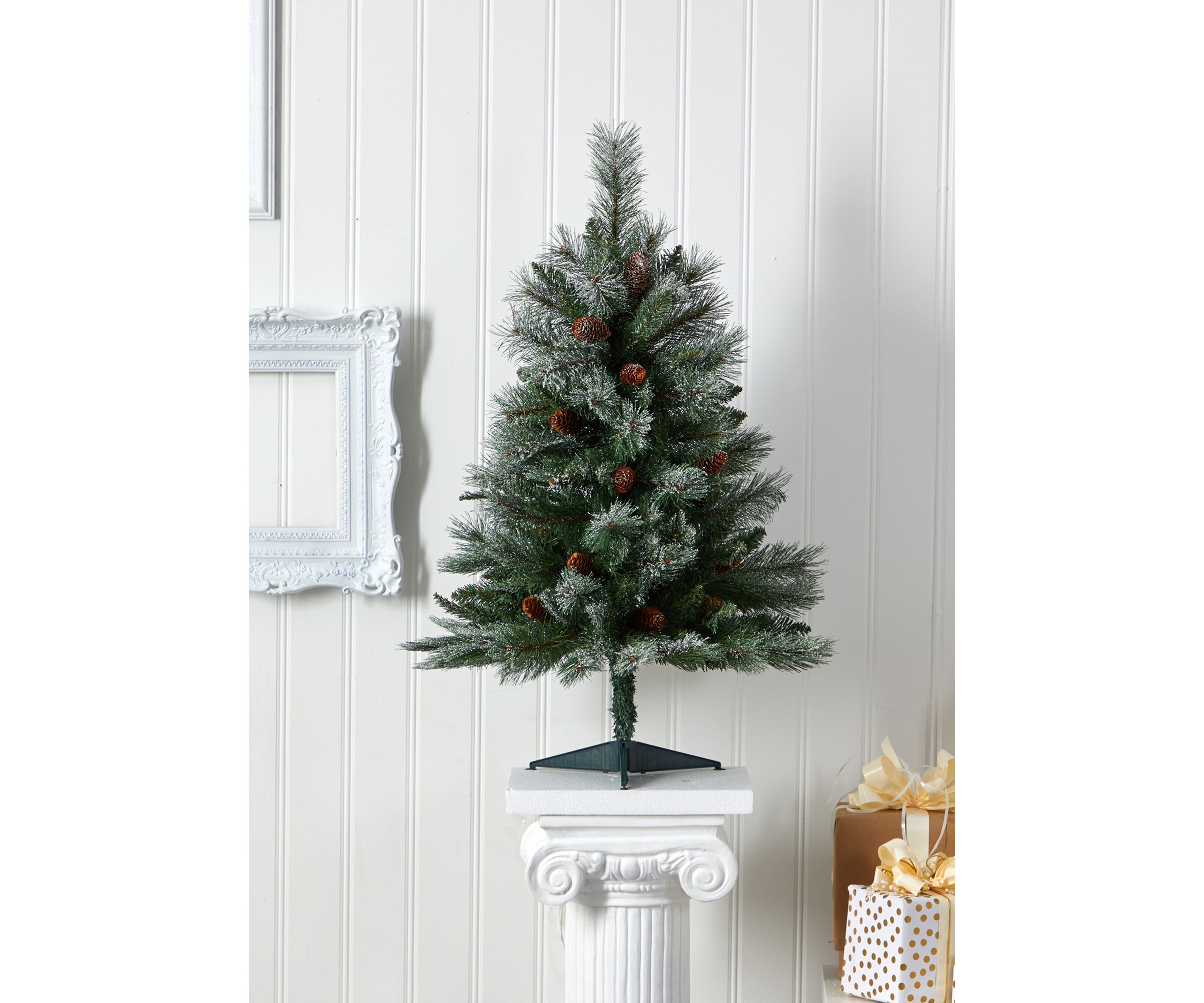 Snowed French Alps Mountain Pine Christmas Tree with Bendable Branches