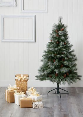 Nearly Natural Snowed French Alps Mountain Pine Christmas Tree with Bendable Branches, Green, 5 Foot