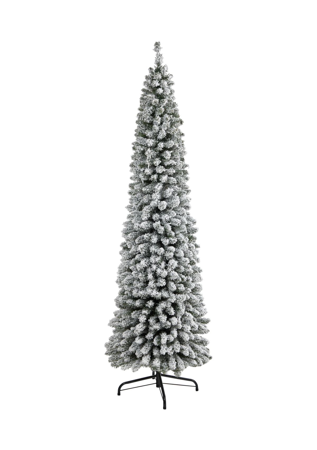 7 Foot Flocked Pencil Artificial Christmas Tree with 574 Bendable Branches