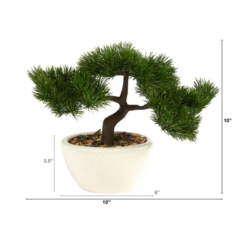 10-Inch Cedar Bonsai Artificial Tree in Decorative Planter