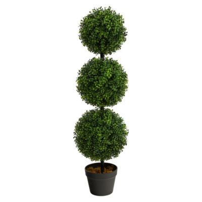 Nearly Natural 3-Foot Boxwood Triple Ball Topiary Artificial Tree (Indoor/Outdoor), Green
