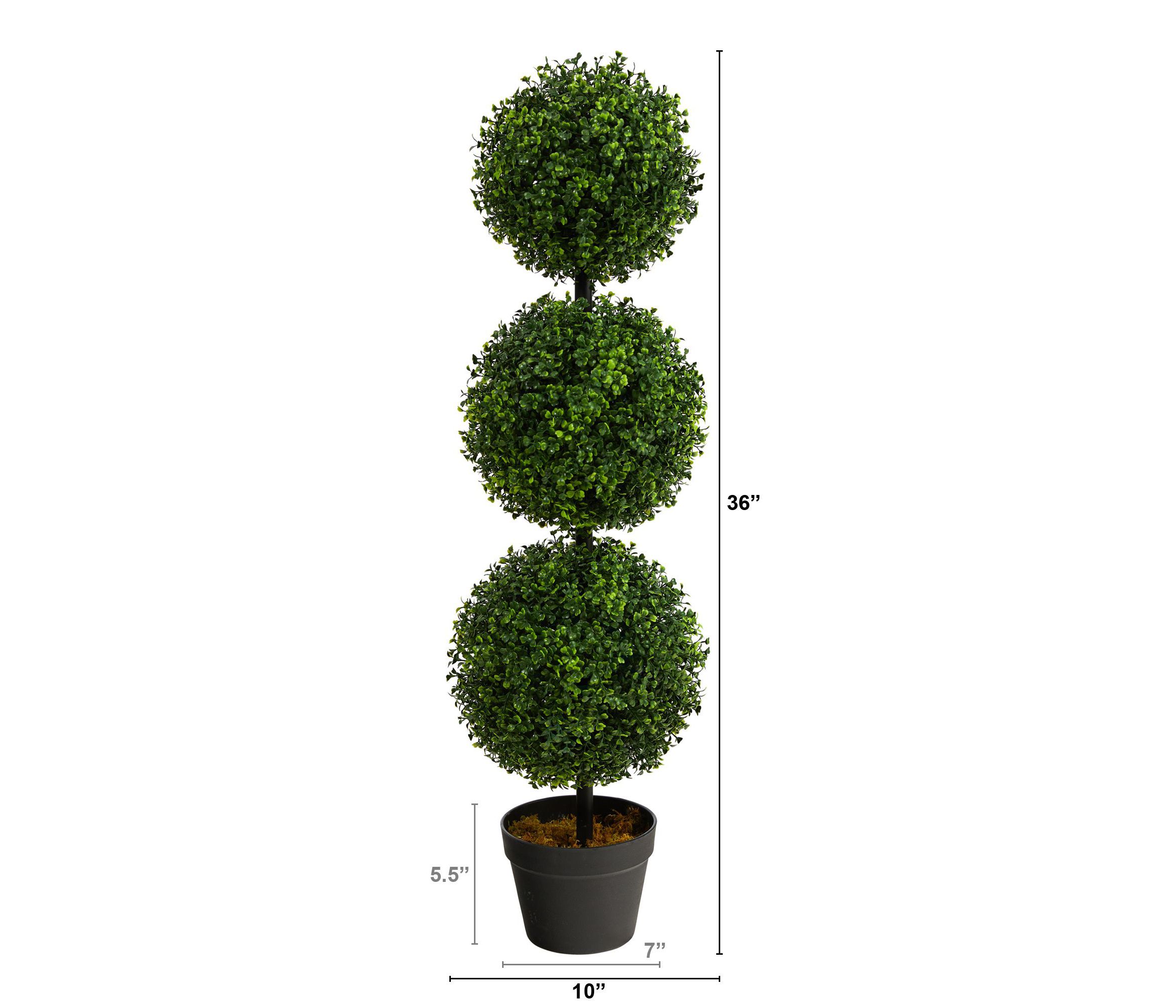 3-Foot Boxwood Triple Ball Topiary Artificial Tree (Indoor/Outdoor)