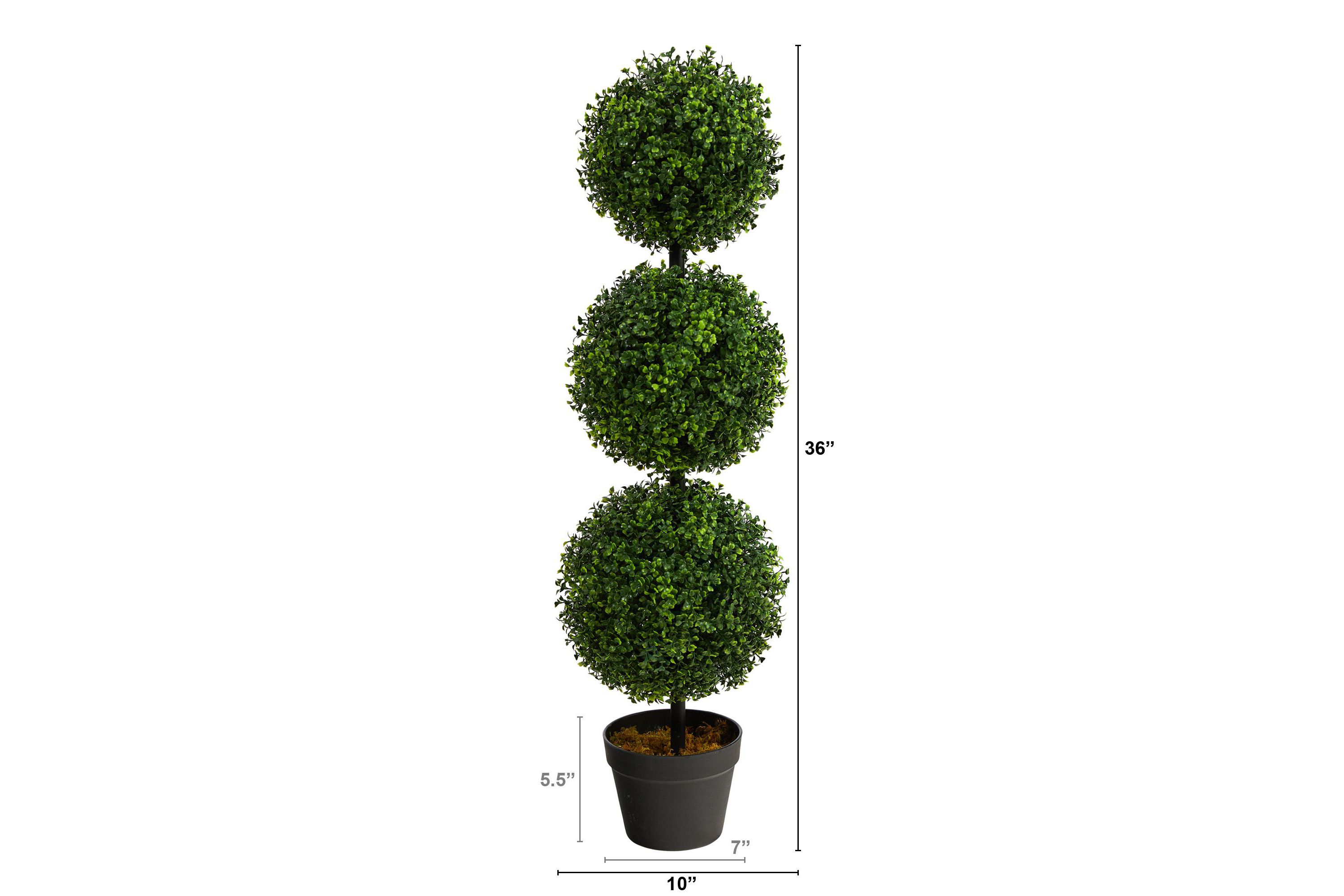 3-Foot Boxwood Triple Ball Topiary Artificial Tree (Indoor/Outdoor)