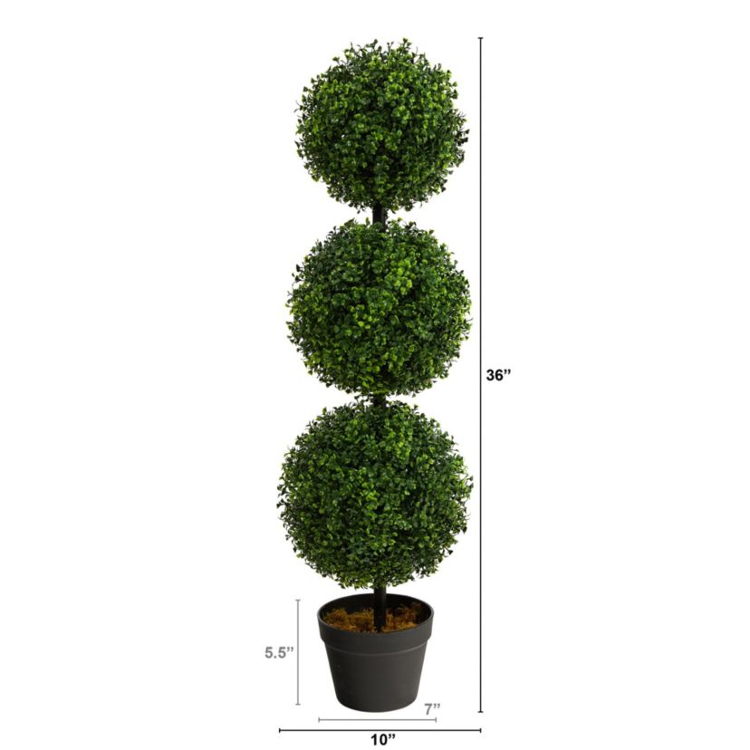 3-Foot Boxwood Triple Ball Topiary Artificial Tree (Indoor/Outdoor)