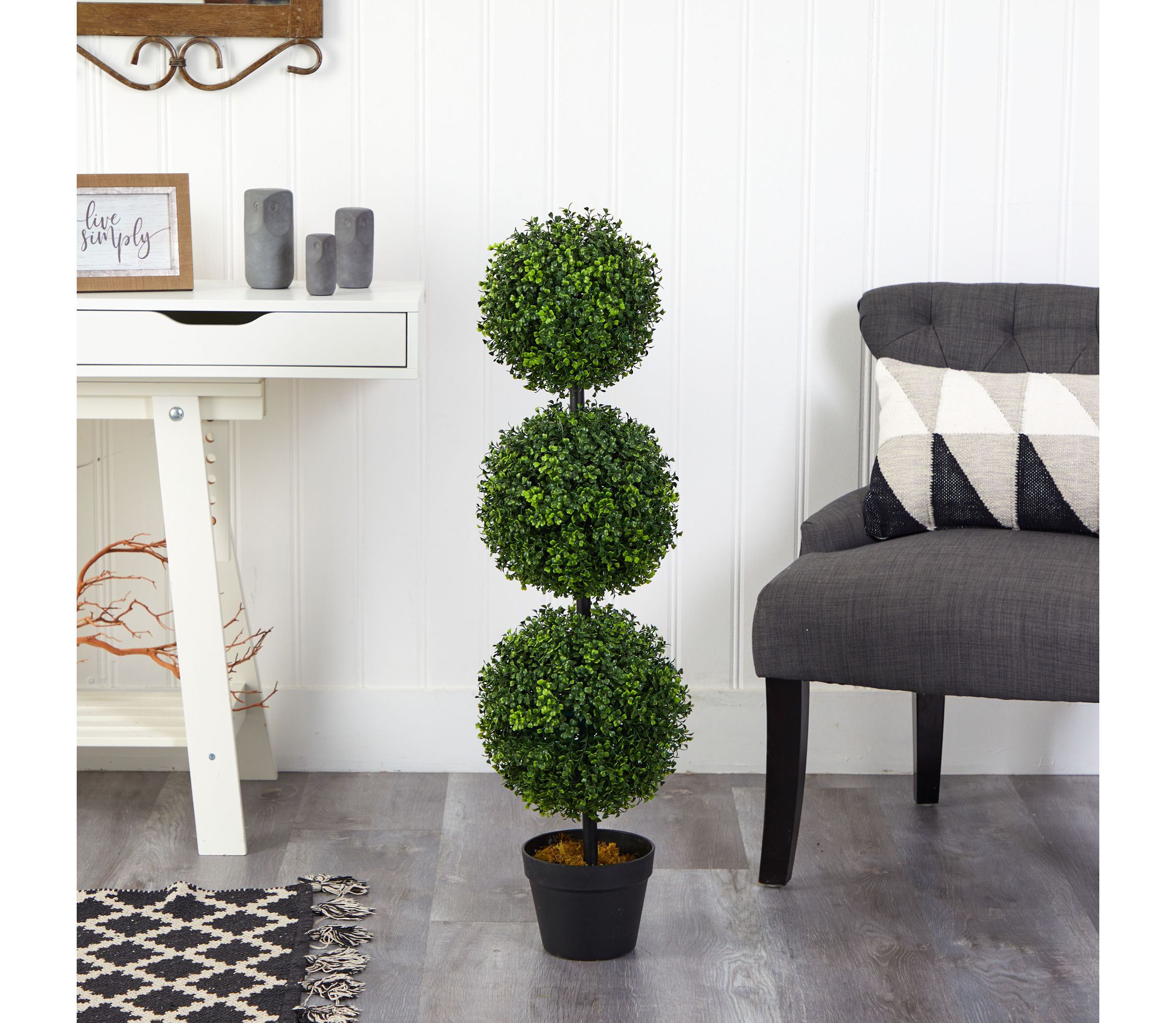 3-Foot Boxwood Triple Ball Topiary Artificial Tree (Indoor/Outdoor)