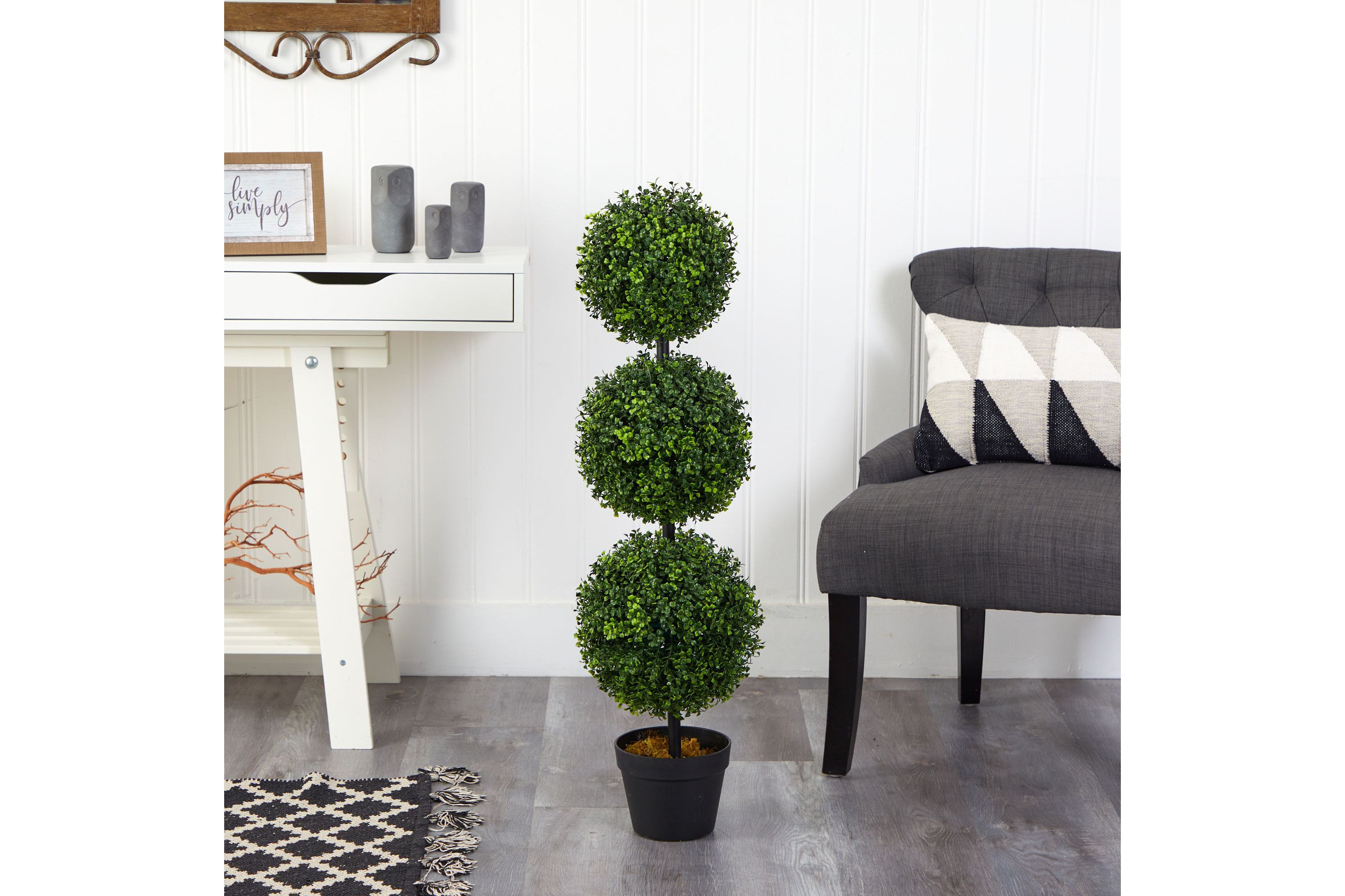 3-Foot Boxwood Triple Ball Topiary Artificial Tree (Indoor/Outdoor)