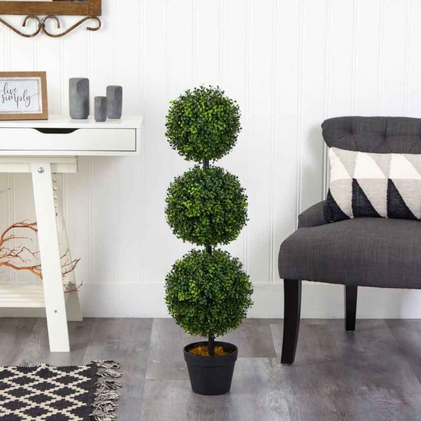 3-Foot Boxwood Triple Ball Topiary Artificial Tree (Indoor/Outdoor)