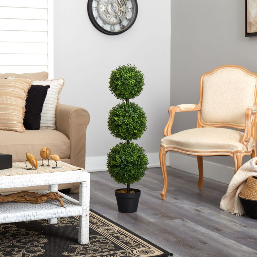 3-Foot Boxwood Triple Ball Topiary Artificial Tree (Indoor/Outdoor)