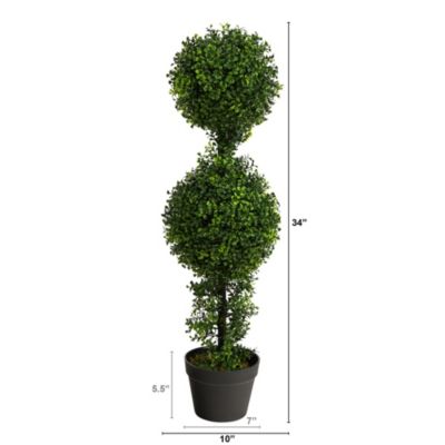 34-Inch Boxwood Double Ball Topiary Artificial Tree (Indoor/Outdoor)
