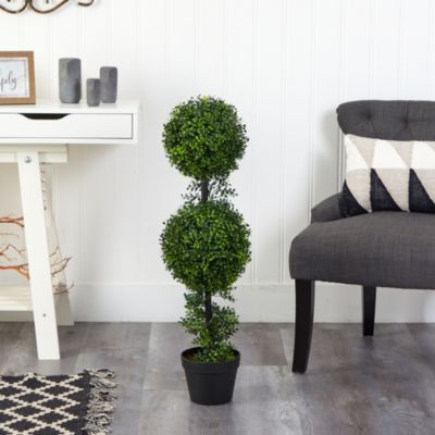 34-Inch Boxwood Double Ball Topiary Artificial Tree (Indoor/Outdoor)