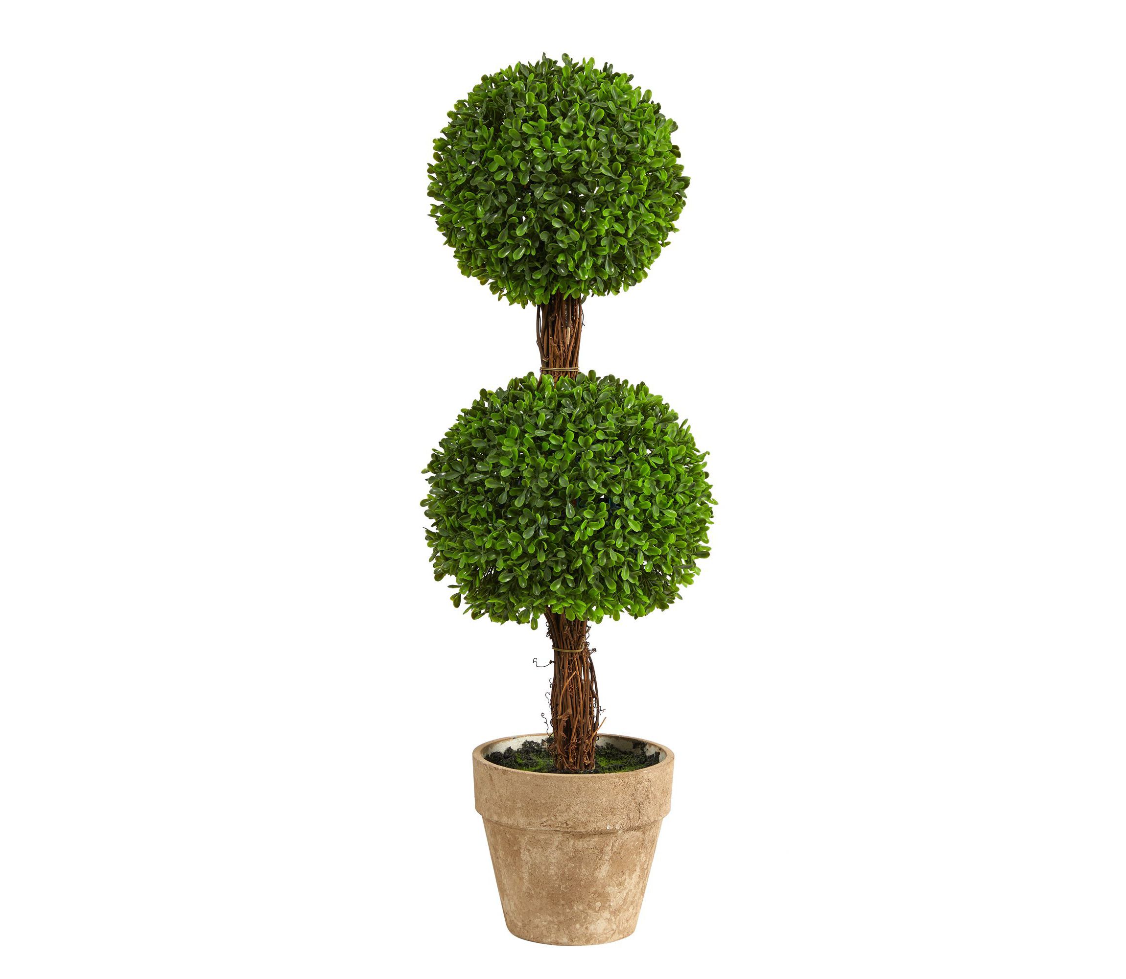 2.5-Foot Boxwood Double Ball Topiary Artificial Tree (Indoor/Outdoor)