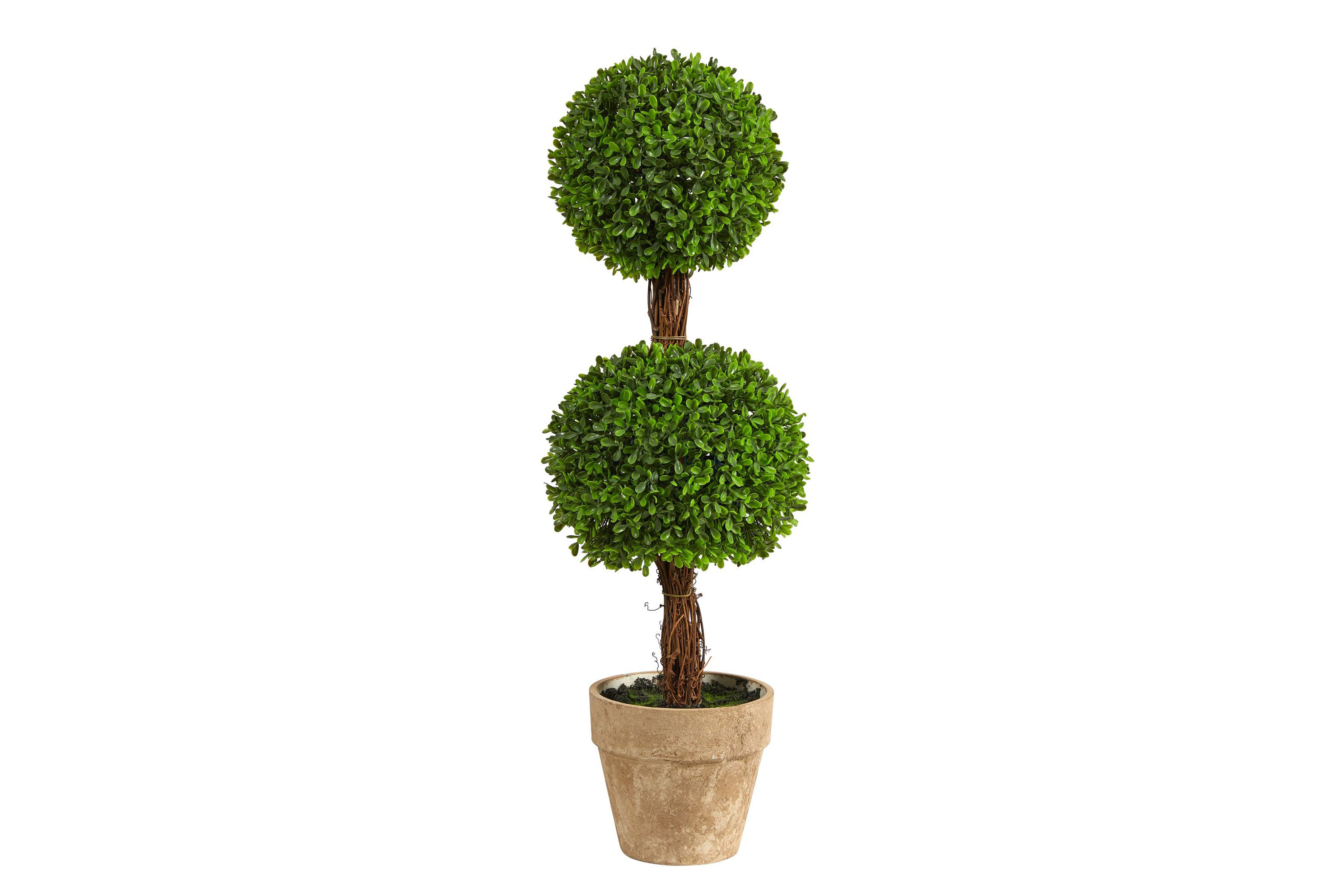 2.5-Foot Boxwood Double Ball Topiary Artificial Tree (Indoor/Outdoor)