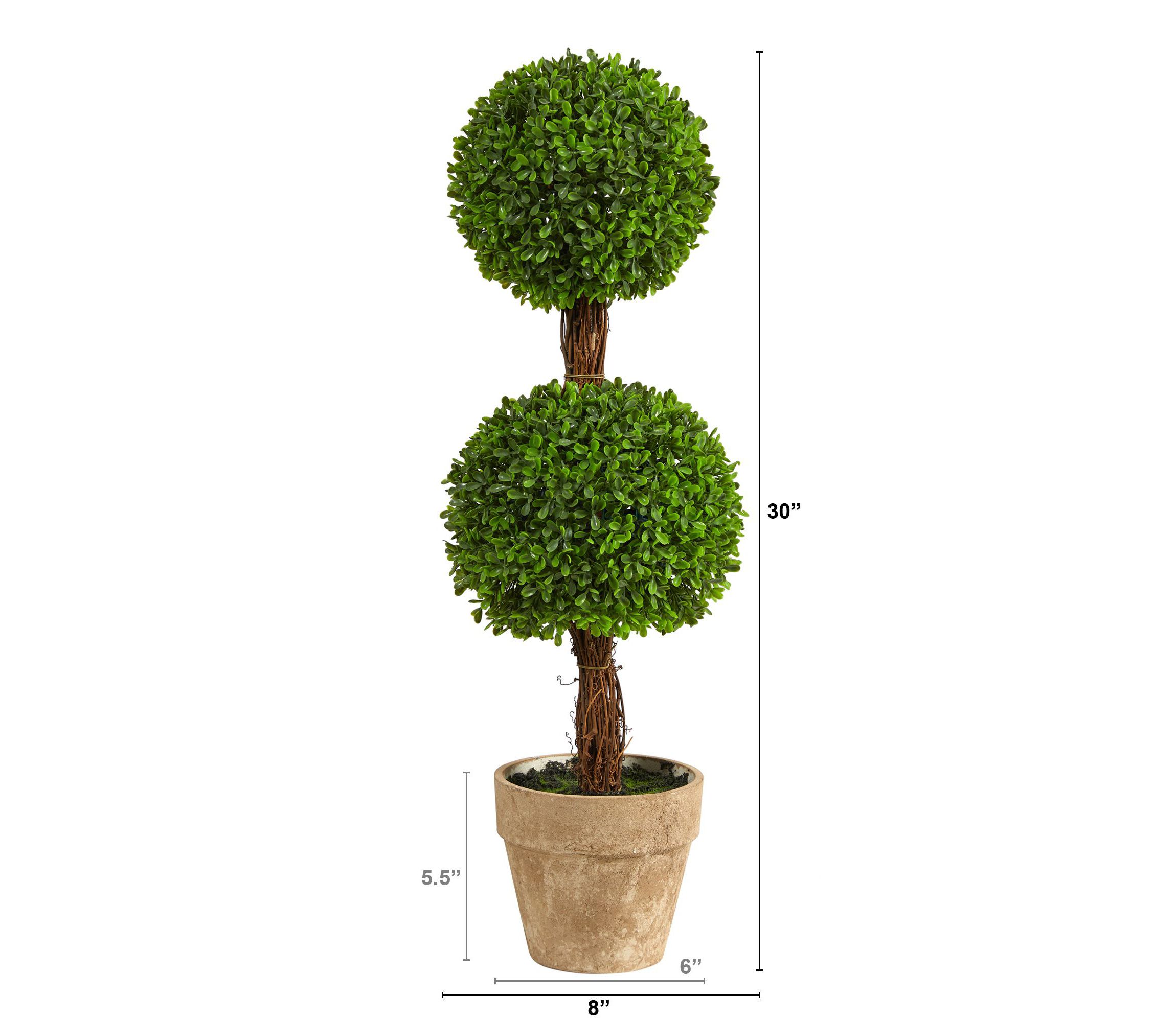 2.5-Foot Boxwood Double Ball Topiary Artificial Tree (Indoor/Outdoor)