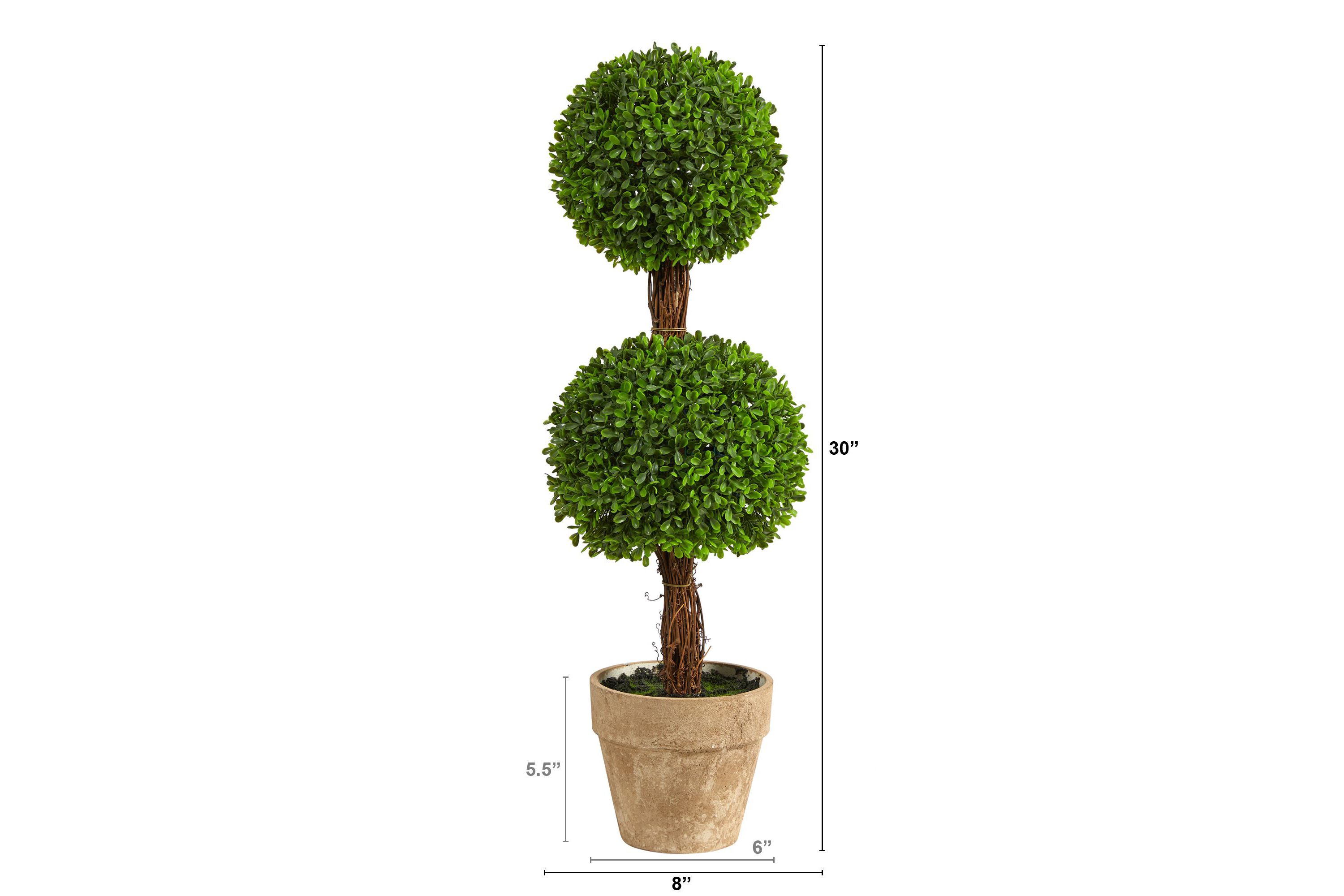 2.5-Foot Boxwood Double Ball Topiary Artificial Tree (Indoor/Outdoor)