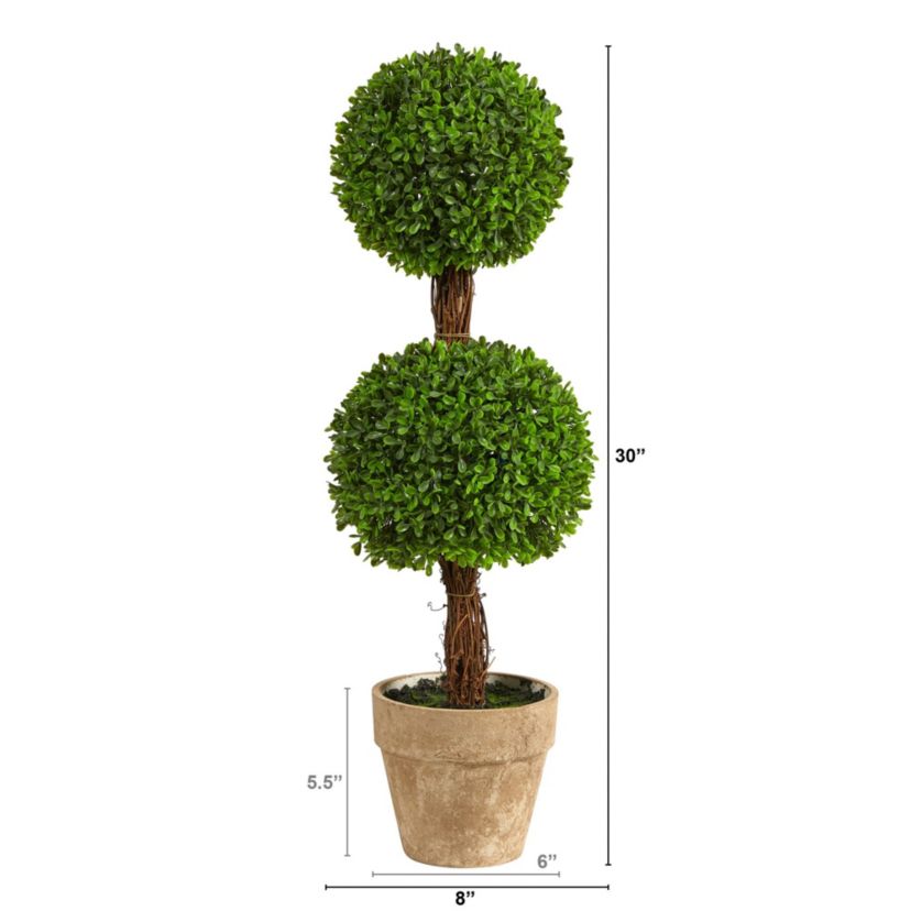 2.5-Foot Boxwood Double Ball Topiary Artificial Tree (Indoor/Outdoor)