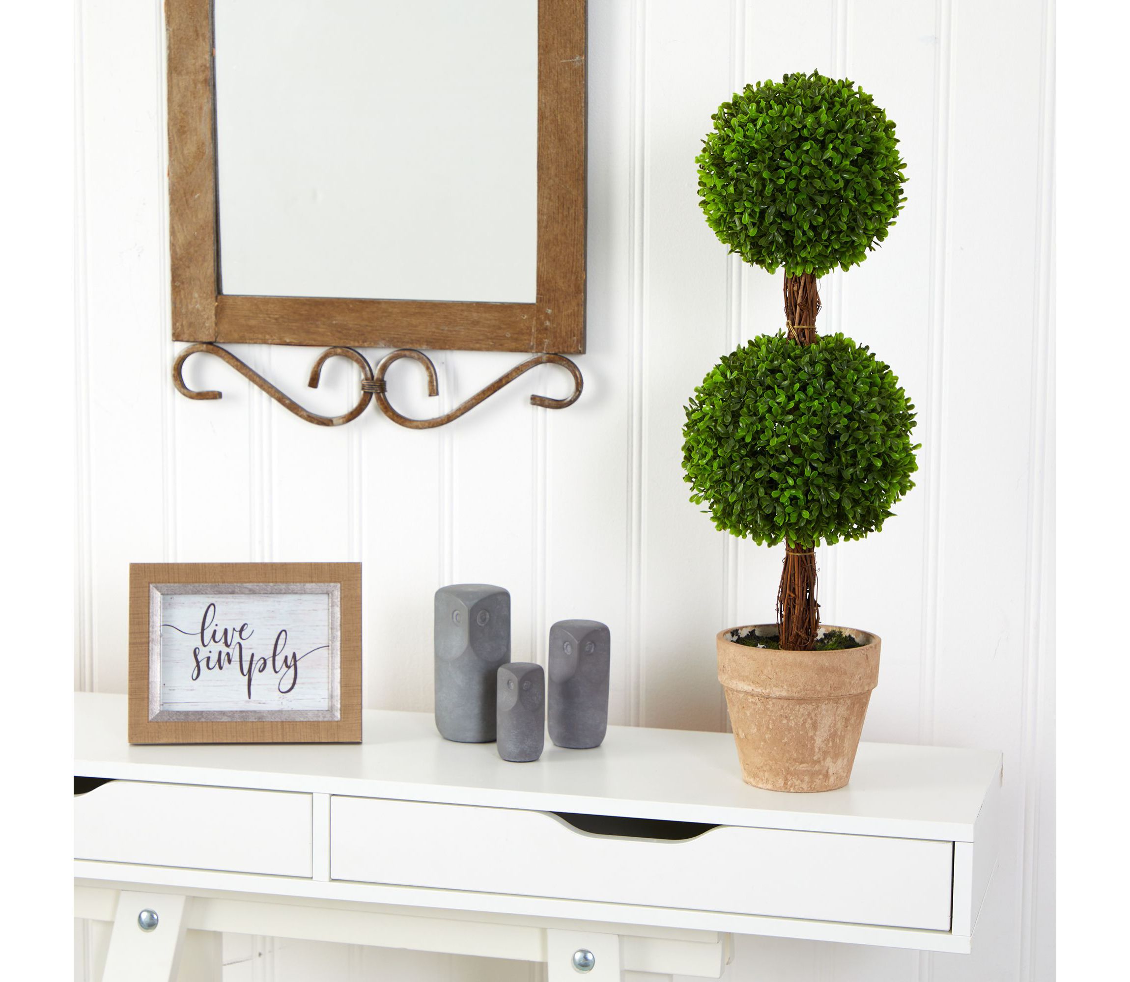2.5-Foot Boxwood Double Ball Topiary Artificial Tree (Indoor/Outdoor)