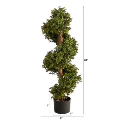 33-Inch Boxwood Topiary Spiral Artificial Tree (Indoor/Outdoor)