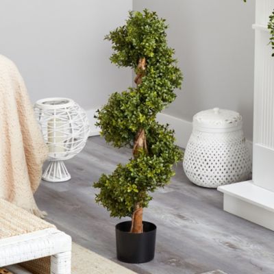 33-Inch Boxwood Topiary Spiral Artificial Tree (Indoor/Outdoor)