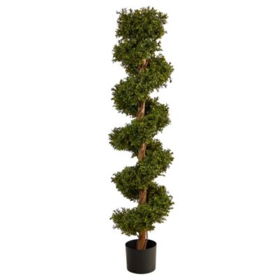 Nearly Natural 5-Foot Boxwood Spiral Topiary Artificial Tree (Indoor/Outdoor), Green