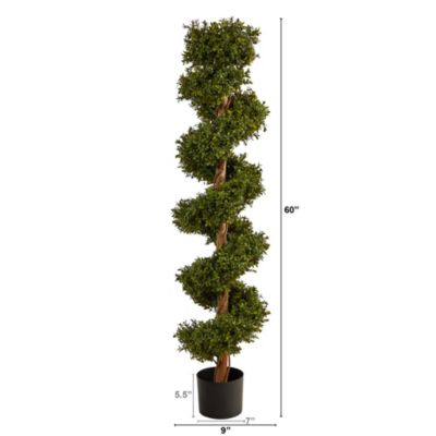 5-Foot Boxwood Spiral Topiary Artificial Tree (Indoor/Outdoor)