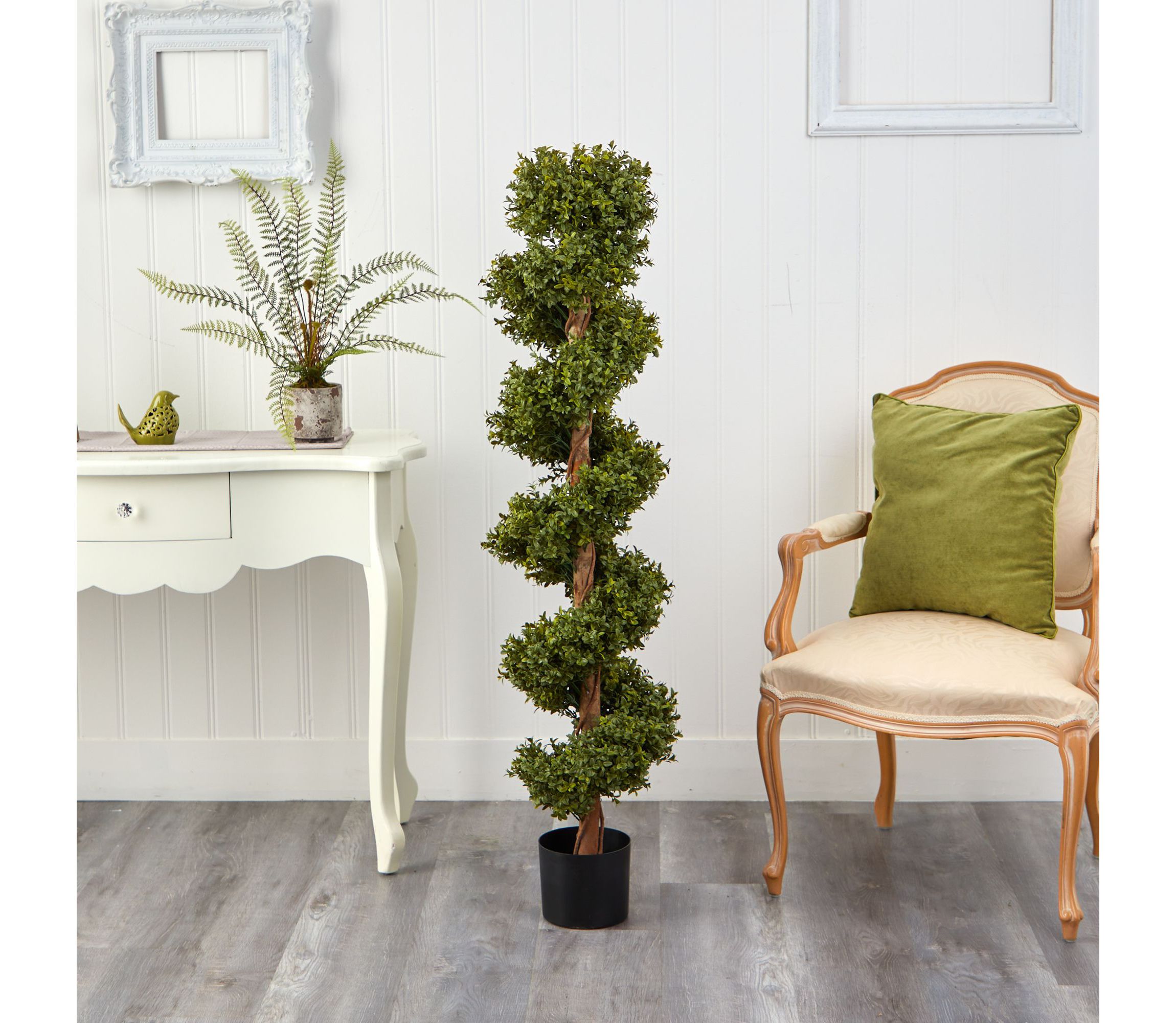 5-Foot Boxwood Spiral Topiary Artificial Tree (Indoor/Outdoor)