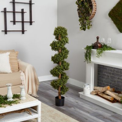 5-Foot Boxwood Spiral Topiary Artificial Tree (Indoor/Outdoor)