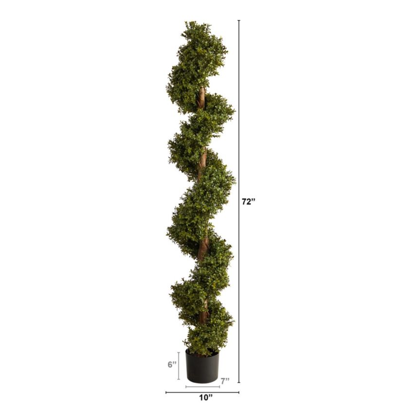 6-Foot Boxwood Spiral Topiary Artificial Tree