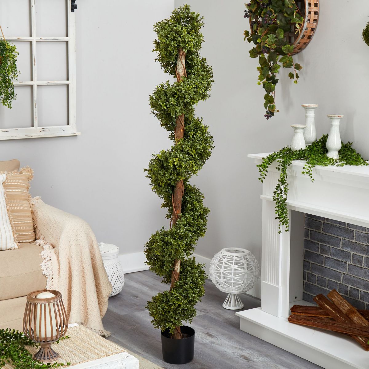 6-Foot Boxwood Spiral Topiary Artificial Tree