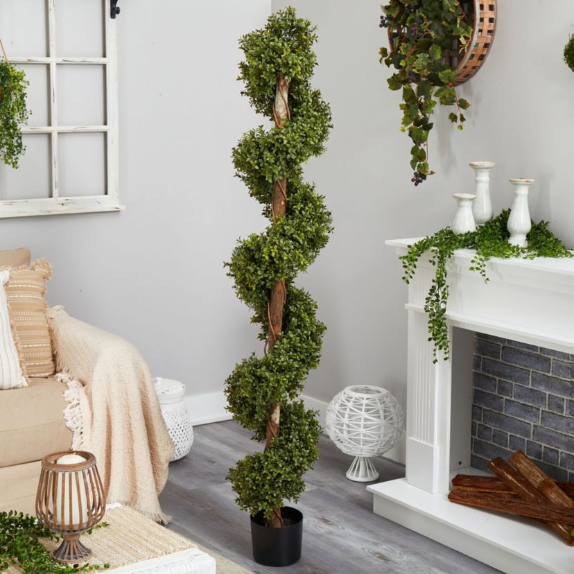 6-Foot Boxwood Spiral Topiary Artificial Tree