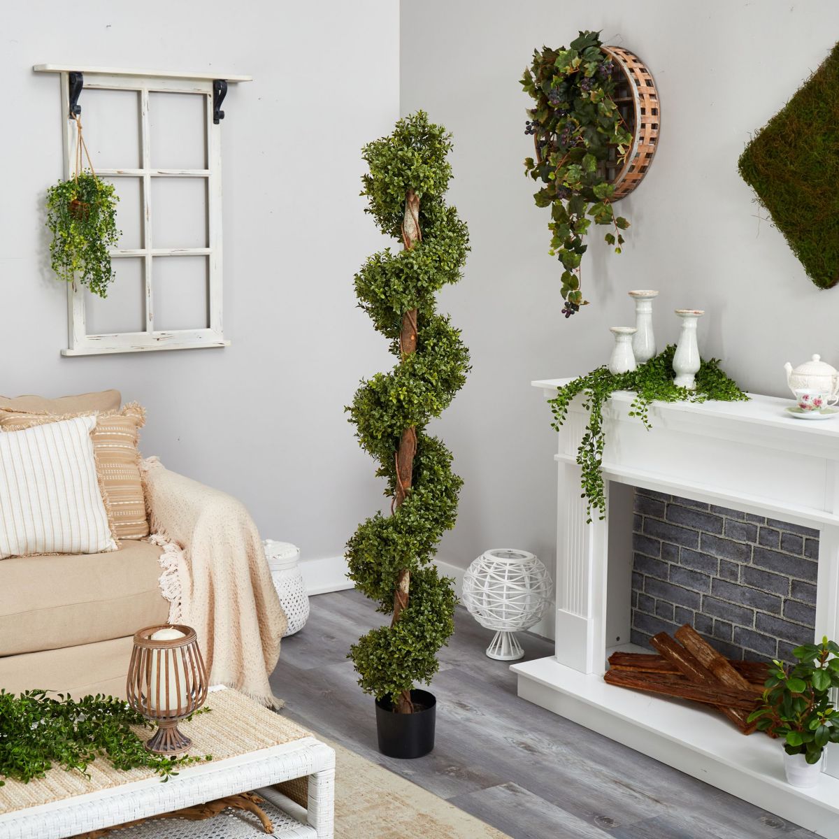 6-Foot Boxwood Spiral Topiary Artificial Tree