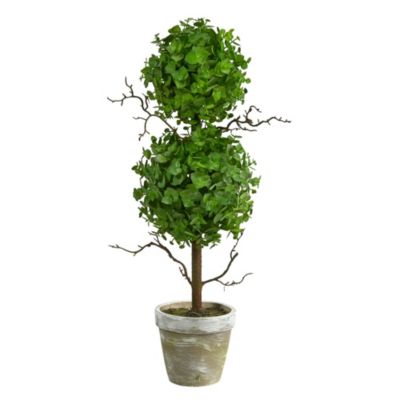 Nearly Natural 2-Foot Eucalyptus Double Ball Topiary Artificial Tree, Green