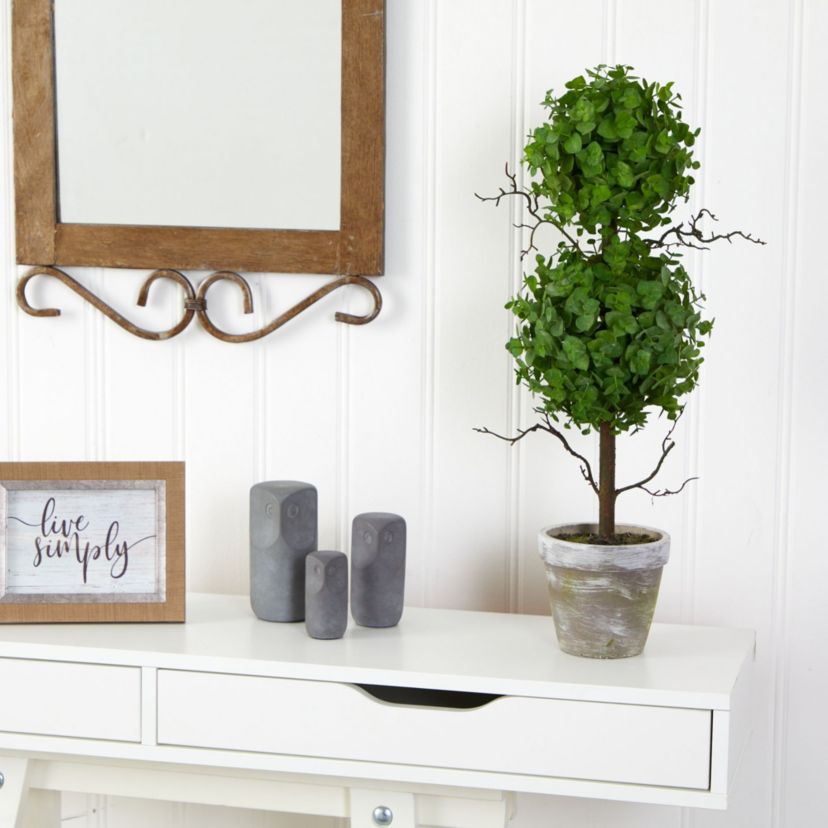 2-Foot Eucalyptus Double Ball Topiary Artificial Tree