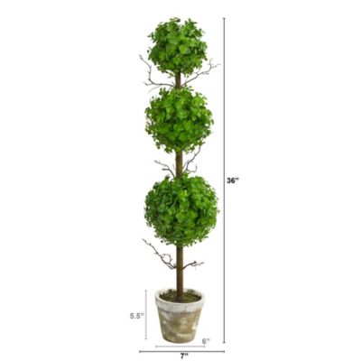 3-Foot Eucalyptus Triple Ball Topiary Artificial Tree