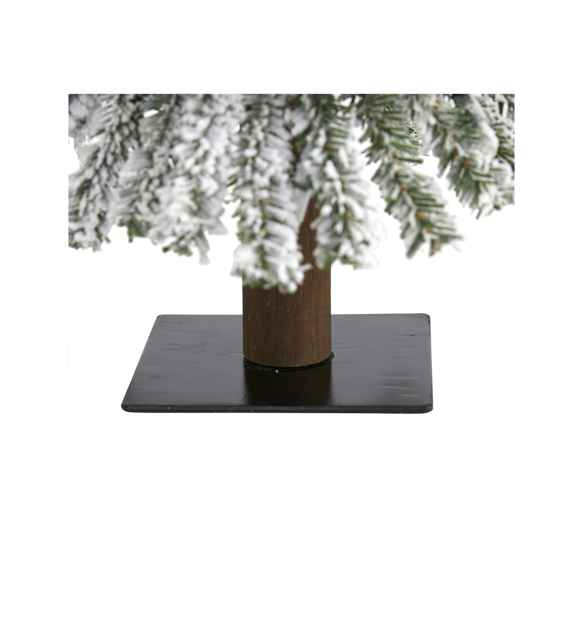 2 Foot Flocked Grand Alpine Artificial Christmas Tree with 35 Clear Lights and 111 Bendable Branches on Natural Trunk