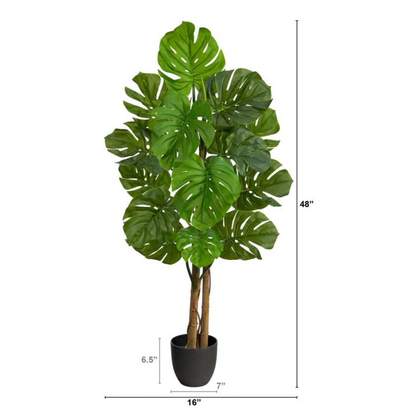 4-Foot Monstera Artificial Tree UV Resistant (Indoor/Outdoor)