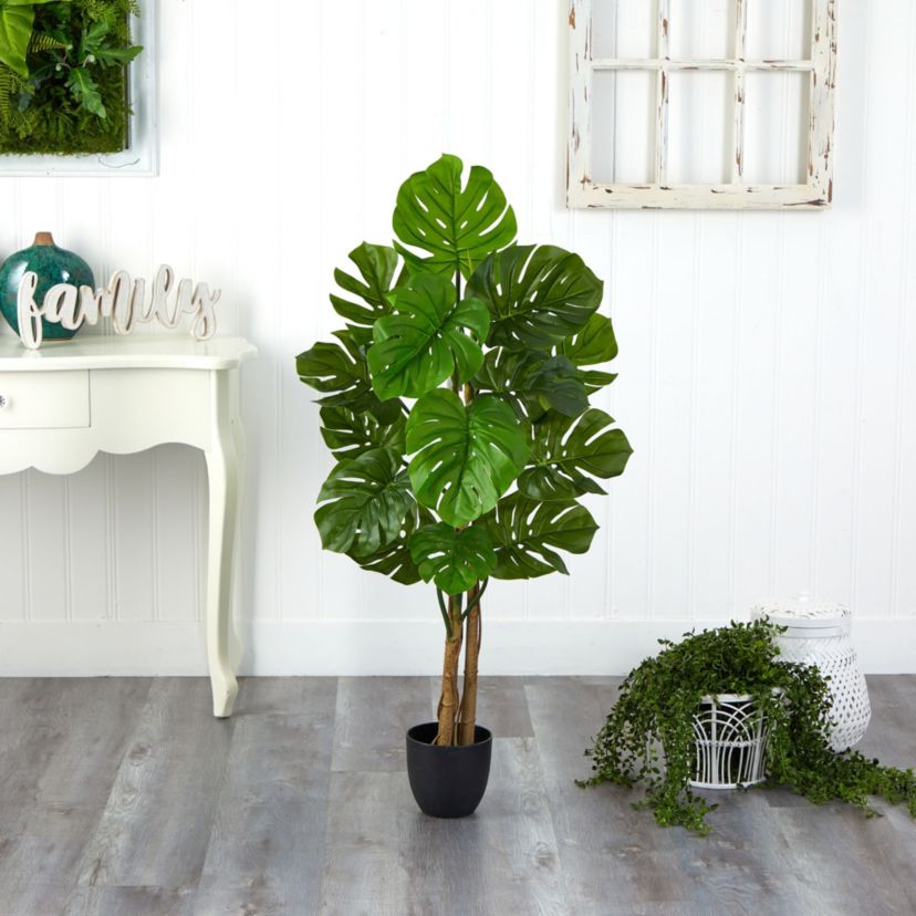 4-Foot Monstera Artificial Tree UV Resistant (Indoor/Outdoor)