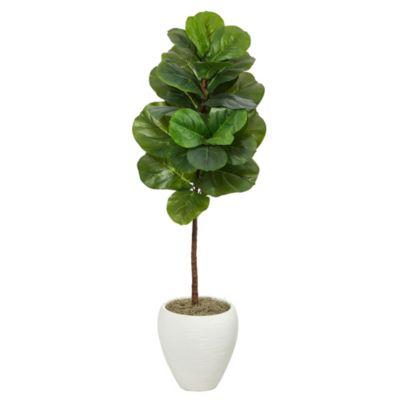 52-Inch Fiddle Leaf Artificial Tree in White Planter