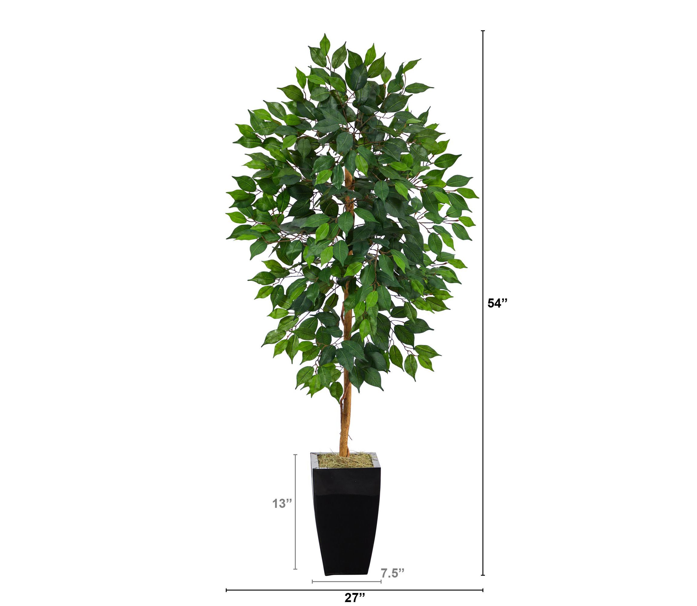 4.5-Foot Ficus Artificial Tree in Black Metal Planter