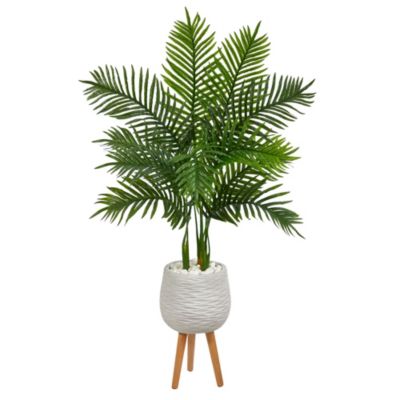 52-Inch Areca Palm Artificial Tree in White Planter with Stand (Real Touch)