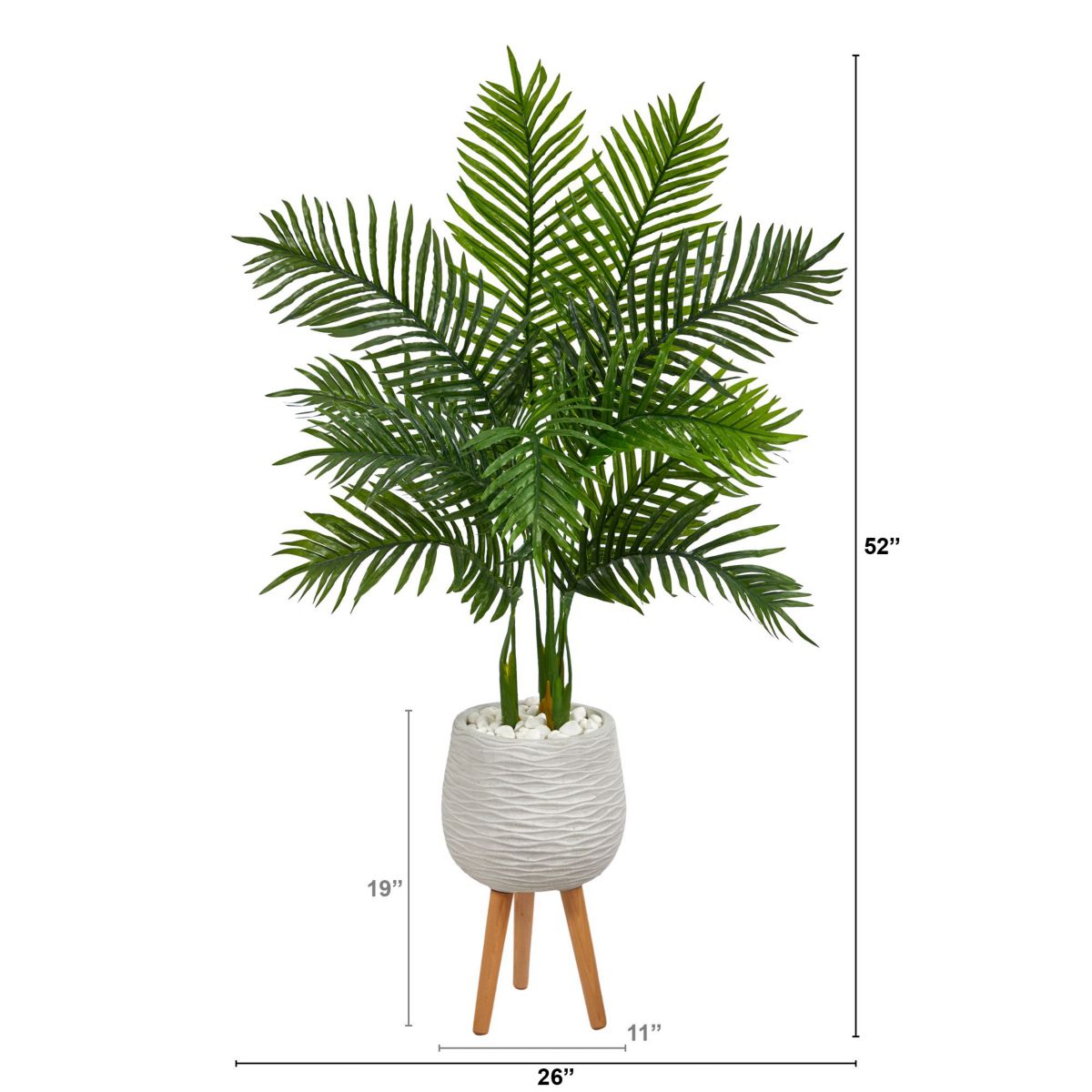 52-Inch Areca Palm Artificial Tree in White Planter with Stand (Real Touch)