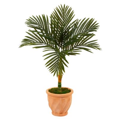 3.5-Foot Golden Cane Artificial Palm Tree in Terra-Cotta Planter
