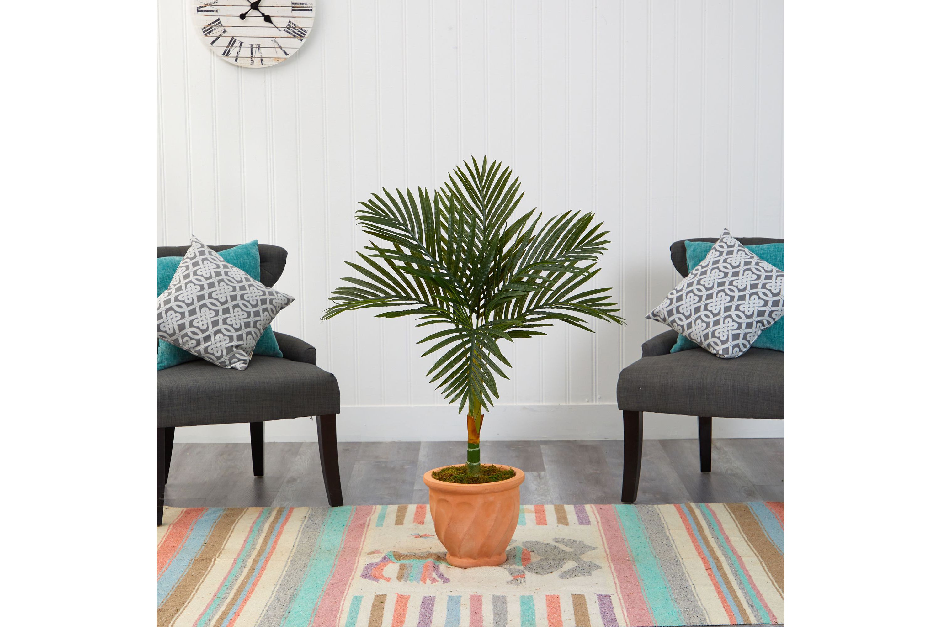 3.5-Foot Golden Cane Artificial Palm Tree in Terra-Cotta Planter