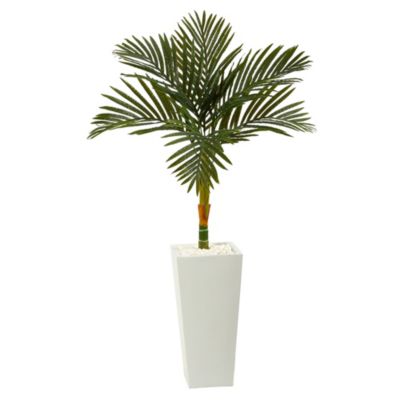 4.5-Foot Golden Cane Artificial Palm Tree in Tall White Planter