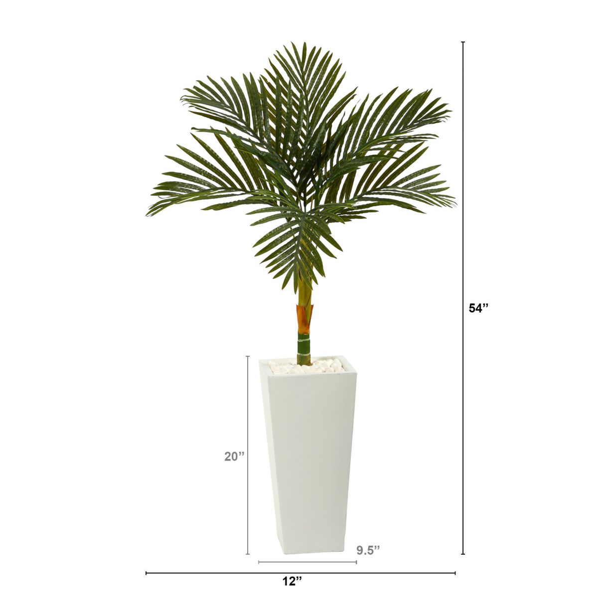 4.5-Foot Golden Cane Artificial Palm Tree in Tall White Planter