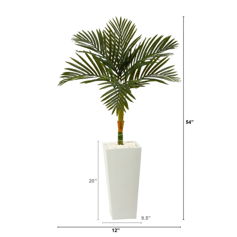 4.5-Foot Golden Cane Artificial Palm Tree in Tall White Planter