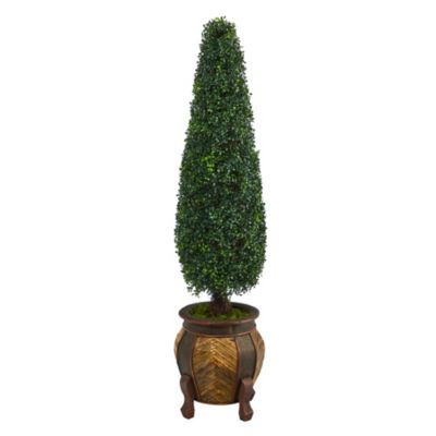 59-Inch Boxwood Topiary Artificial Tree in Decorative Planter UV Resistant (Indoor/Outdoor)